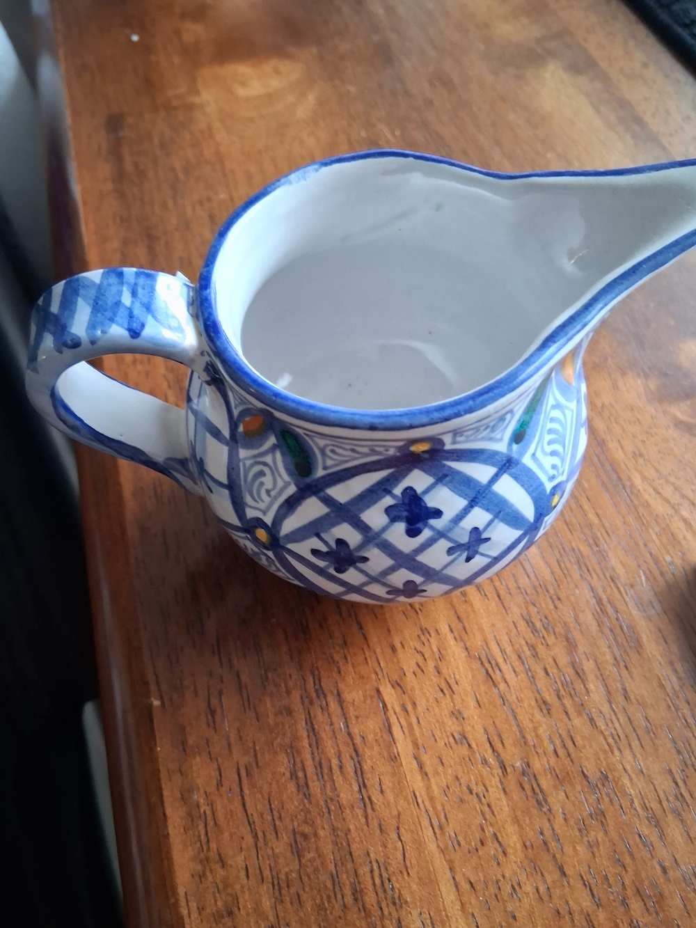 Blue and White Hand-Painted Ceramic Creamer Jug